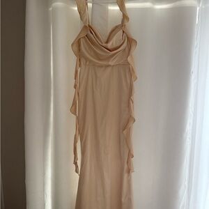 Selfie Leslie Cream Maxi Dress with Ruffle Detail